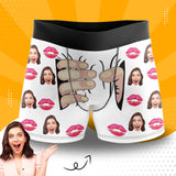 Custom Boxers Personalized Underwear with Face Custom White Hand Men's All-Over Print Boxer Briefs