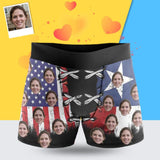 Personalized Face Boxer Briefs American Flag Custom Men's Print Underwear for Husband or Boyfriend