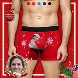 #Top Christmas Briefs Custom Face Hug Christmas Snowflake Men's Boxer Briefs Put Your Face on Underwear with Custom Image