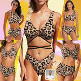 #Leopard Bikini Set #Husband/Boyfriend Face On-Personalized Women's Swimwear Bikini Swimsuit Beach Bathing Suit Travel Boat Cruise Pool Party Outfits