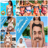Personalized Tongue Swimsuits Custom Funny Face One Piece Bathing Suit Photo Women's Swimwear Gift For Her