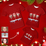 Custom Face Christmas Wine Cup Family Matching All Over Print T-shirt