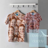 Custom Face Seamless Dad&Kids All Over Print T-shirt