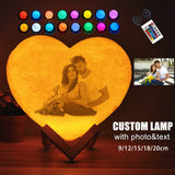 Custom Photo & Text 3D Moon Heart Shaped Night Light Photo Lamp-16 Colors