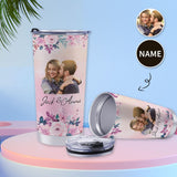 Custom Couple Face Travel Tumbler 20OZ Valentine's Day Coffee Cup Stainless Steel Tumbler Vacuum Insulated Double Wall Travel Coffee Mug Personalized Couple Gift