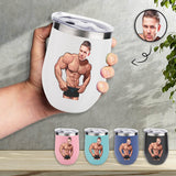 Custom Face Insulated Wine Tumbler 12OZ Personalized Stainles Steel Tumbler Travel Coffee Mug Gifts for Friends Family