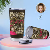 Custom Face Travel Coffee Mug 20OZ Doodle Pattern Stainless Steel Insulated Travel Tumbler with Lid Personalized Gift Idea Coffee Mug