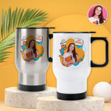 Custom Face Travel Coffee Mugs Back-to-school Gift 14OZ Personalized Photo Travel Mugs with Lid Personalized Photo Coffee Cup Gifts