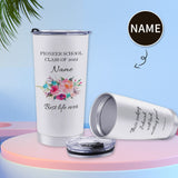 Custom Name Flowers Travel Tumbler 20OZ Coffee Cup Stainless Steel Tumbler Vacuum Insulated Double Wall Travel Coffee Mug Personalized Teacher Gifts