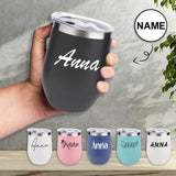 Custom Name Insulated Wine Tumbler 12OZ Personalized Stainless Steel Tumbler Travel Coffee Mug Couple Cup Gifts