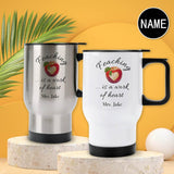 Custom Name Travel Coffee Mugs 14OZ Personalized Name Travel Mugs with Lid Personalized Name Coffee Cup Gifts Teaching is a Work of Heart