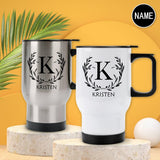 Custom Name Travel Mugs 14OZ Personalized Name Letter Travel Coffee Mugs Personalized Cup Gifts for Grandpa, Grandma, Mother, Father