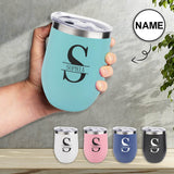 Custom Name Wine Tumbler 12OZ Personalized Name Insulated Stainles Steel Tumbler Travel Coffee Mug Gifts for Friends Family