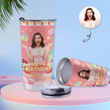Custom Photo Travel Tumbler 20OZ Happy Birthday Coffee Mug Personalized Funny Gift Idea Travel Mug Birthday Gifts