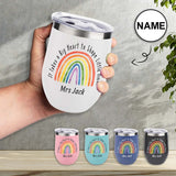 Teacher Appreciation Gifts Custom Name Rainbow Insulated Tumbler 12OZ Personalized Stainless Steel Tumbler Travel Coffee Mug Back-to-school Cup Gifts