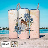 Custom Name & Photo Couple Travel Tumbler 20OZ Straight Sulimation Tumblers Mug With Personalized Face Stainless Steel Travel Tumbler Funny Gift Ideas
