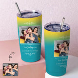 Custom Photo Family Travel Tumbler 20OZ Coffee Cup Stainless Steel Tumbler With Straw Vacuum Insulated Double Wall Travel Coffee Mug Personalized Gifts