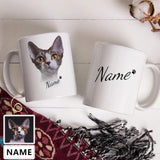 Custom Cat Face&Name Footprint Classical White Mug