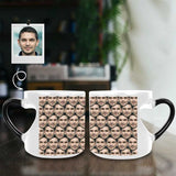 Custom Face Pattern Heart-shaped Color Change Mug