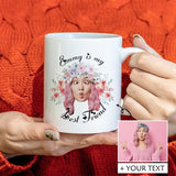 Custom Face&Text Flower Funny Personalized Morphing Mug Friend Birthday Gift