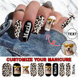 Custom Photo & Text Pet Dog Leopard print Nail Stickers 5pcs Personalized Nail Stickers for Women