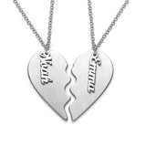 Custom Text Heart Shaped Couple Necklace Personalized Silver Name Necklace Jewelry Design for Valentine's Day Gift