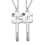 Custom Text Puzzle Couple Key Necklace Personalized Silver Name Necklace Jewelry Design for Valentine's Day Gift