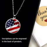 Custom Text Necklace Personalized US Flag Text Pendant Jewelry Design for Friends Family Eco-Friendly Copper