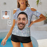 Personalized My Face on A Shirt Galaxy Off The Shoulder Round Neck Short Sleeve Top