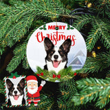Custom Photo Christmas Puppy Circle Ornament