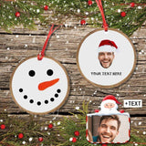 Custom Face&Text Christmas Snowman Circle Ornament