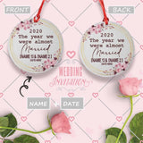 Custom Name&Date Cherry Blossoms Wedding Circle Ornament