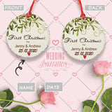 Custom Name&Date First Christmas Wedding Circle Ornament