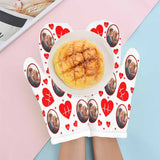 Custom Photo Red Hearts Heat Resistant Oven Mitt(A Pair)