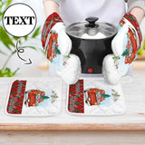 Custom Text Christmas Red Car Oven Mitt & Pot Holder Set Personalized Oven Mitt Gifts for Mom