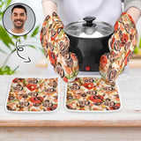 Custom Face Pizza Oven Mitt & Pot Holder Set Personalized Oven Mitt Gifts for Mom