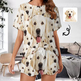 【Discount - limited time】Custom Pet Face My Lovely Dog Pajama Set Women's Short Sleeve Top and Shorts Loungewear Athletic Tracksuits