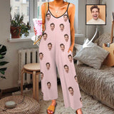 Persoanlized Sleepwear Custom Photo Funny Loungewear With Faces On Them Women's Suspender Jumpsuit Loungewear