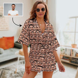 [Special Sale] Custom Face Seamless Boyfriend Women's Summer Short Pajamas Funny Personalized Photo Pajamas Kimono Robe