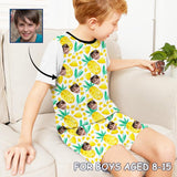 Big Boy Pajamas  Custom Face Seamless Pineapple Nightwear Personalized Kids' Short Pajama Set For Boys 8-15Y