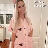 @brianna__asmr Wears This Bird Photo Pajama Women's V-Neck Short Pajama Set Personalised Sleep or Loungewear For Her