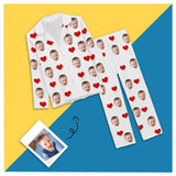 Custom Baby Face Pajamas Heart Sleepwear Personalized Women's Slumber Party Long Pajama Set