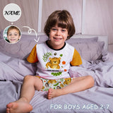 Custom Baby Pjs Face&Name Little Tiger Sleepwear Personalized Little Kids' Short Pajama Set