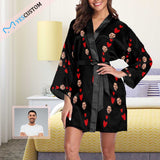 Custom Boyfriend Face It's Mine Women's Summer Short Nightwear Funny Personalized Photo Pajamas Kimono Robe