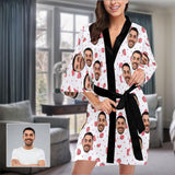 Custom Boyfriend Face Strawberry Women's Summer Short Nightwear Funny Personalized Photo Pajamas Kimono Robe