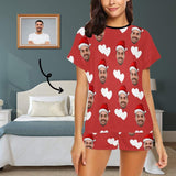 PRICE DROP-Custom Christmas Pajamas Womens Sleepwear Personalized Face Christmas Love Women's Short Pajama Set