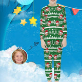 #For 6-12Y Custom Face Christmas Pajamas Personalized Pattern Kids Long Sleeve Pajama Set