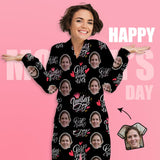 Custom Face Love MOM Women's Long Pajama Set Mother's Day & Birthday Gift
