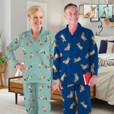 Custom Face Pet Dog Print Long Pajama Set&Grandma Grandpa Pajamas Personalized Photo Long Pajama Set Sleepwear