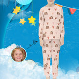 #For 6-12Y Custom Face Pjs 2 Piece Nightwear Personalized Love Heart Kids Long Sleeve Pajamas Set